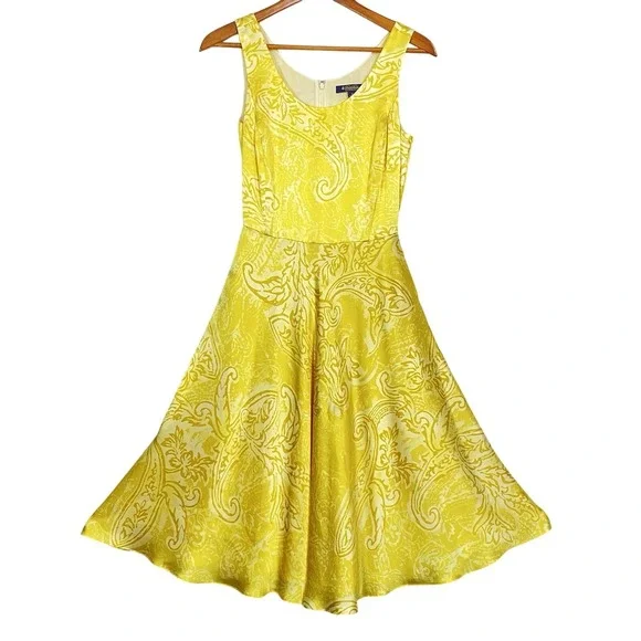 Brooks Brothers 100% Silk Size 2 XS Yellow Dress Lined Sleeveless Luxury Preppy - Picture 1 of 6